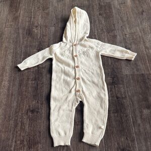 Cozy Hooded Knit One-Piece in Cream for Kids